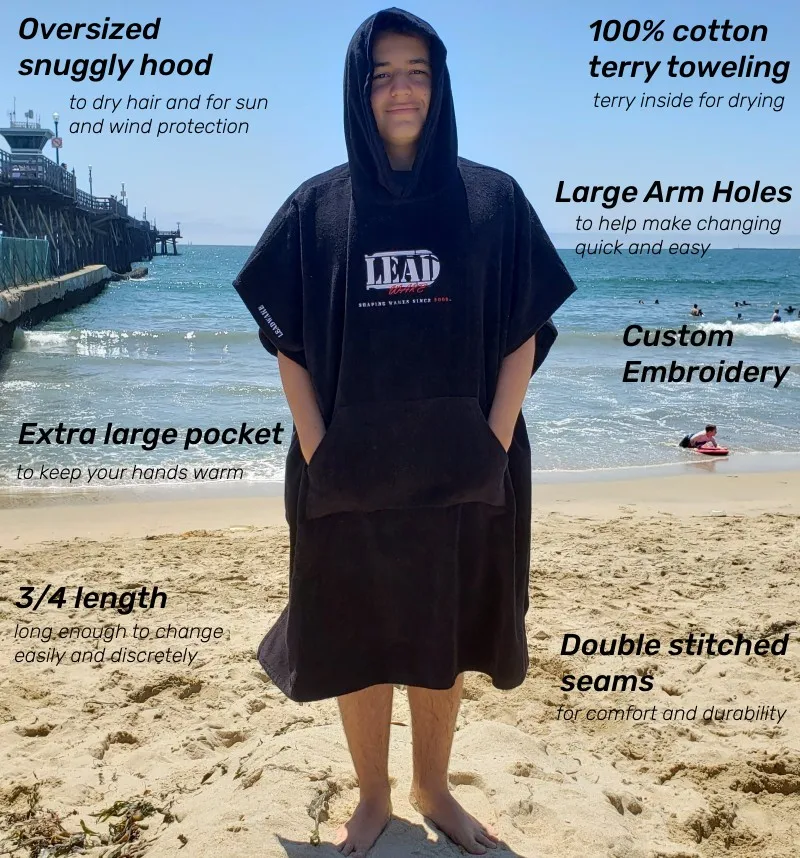 adults hooded surf poncho changing robe swimming pool change beach surf poncho towel