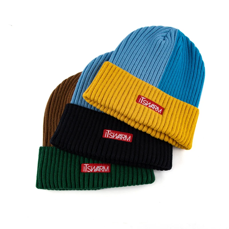 Two Tone Knit Color Block Beanie 