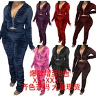 Fashion Casual Women's Trousers Pants Ruffled Sexy Solid Color Corduroy 2 Piece Set Women Clothing