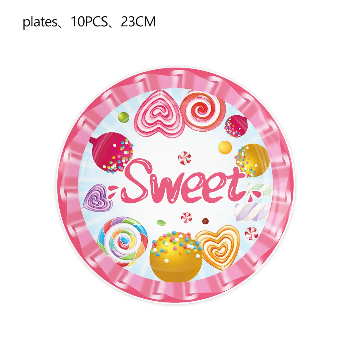 Pink candy lollipop theme children's birthday disposable paper plate paper towel set tableware party decoration supplies