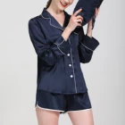 Xxs-2xl 22mm Elegant Ladies 100% Pure Mulberry Silk Trimming Long Sleeve Sleepwear Bathrobe Women Pajama Shorts