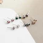 Silver Stud Custom Low MOQ High Quality Sterling Silver Dainty Minimalist Zircon Stud Earring