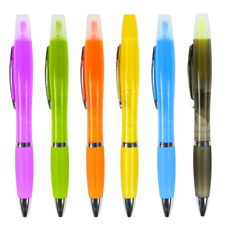 Factory Wholesale Customized Office&Stationery Supplies Gift Advertising Highlighter Ballpoint Pens With Free Sample
