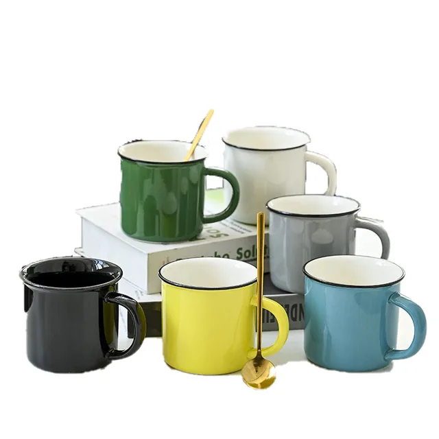 Manufacturers direct sales enamel mug can Custom logo multi-color  enamel cup Camping coffee cup