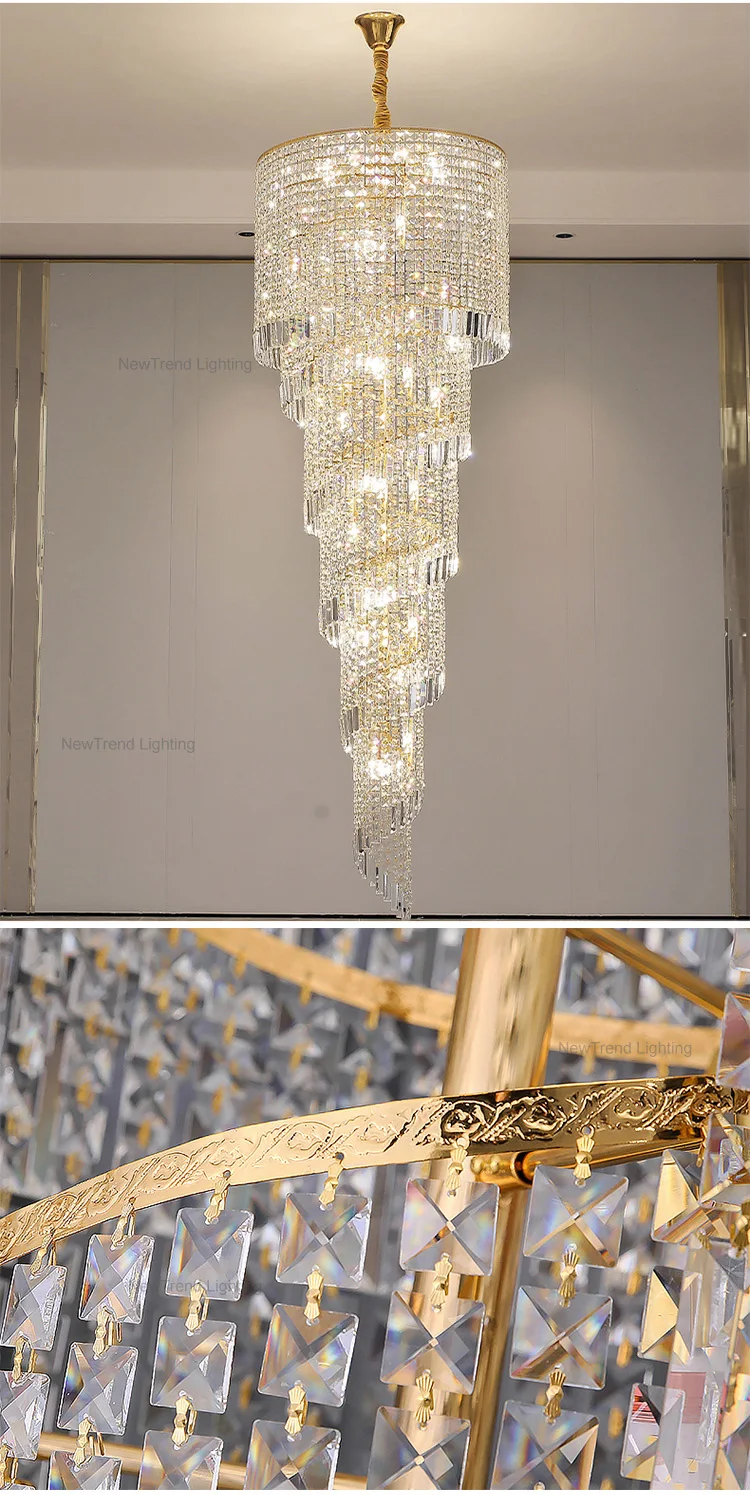 CPL-116 Luxury Style Indoor Decoration Hotel Lobby Villa Staircase LED Crystal Custom Chandelier manufacture