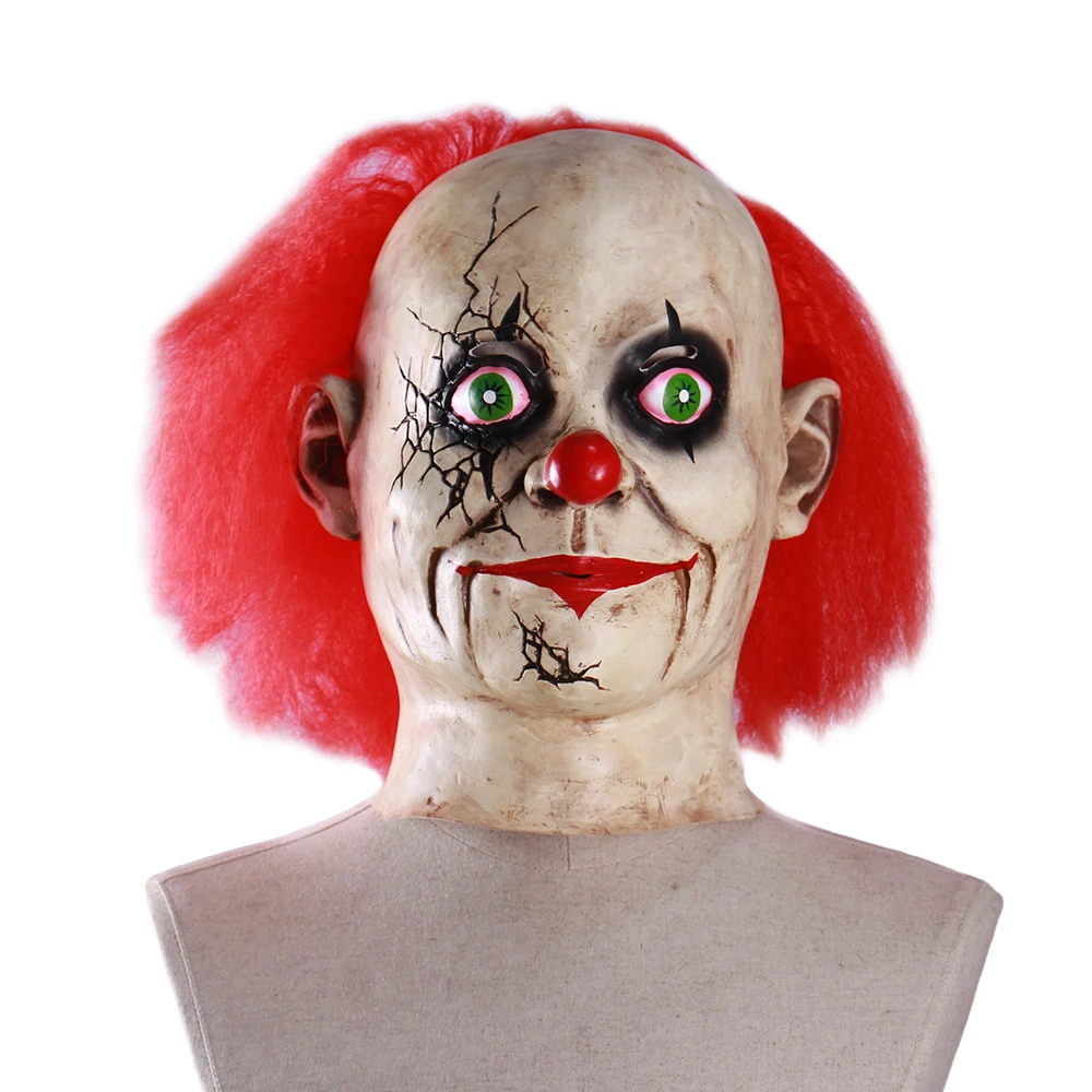Clown Mask Red IT Nose Cosplay Latex Face Horror Adult Halloween Party Killer 