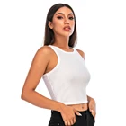 Short Vest Short 2021 Summer Ribbed Tank Top Casual Fitness Short Vest Knitted Off Shoulder Sexy Crop Top