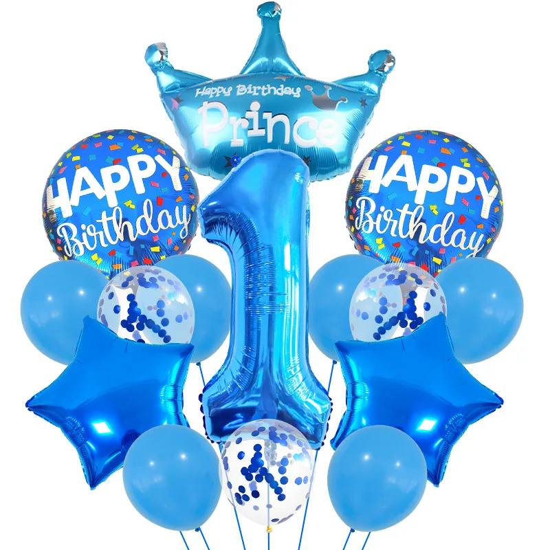 Custom Balloons set Happy Birthday party decorations number foil balloon with Crown foil balloon party decorations