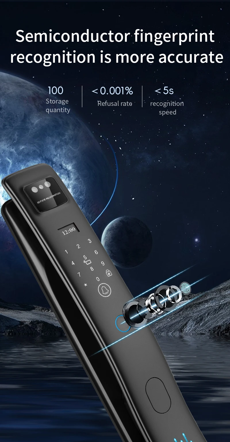 Qleung S958Max Tuya Door Lock With Card Key Password Face Fingerprint Palm Recognition For Apartment Home 3