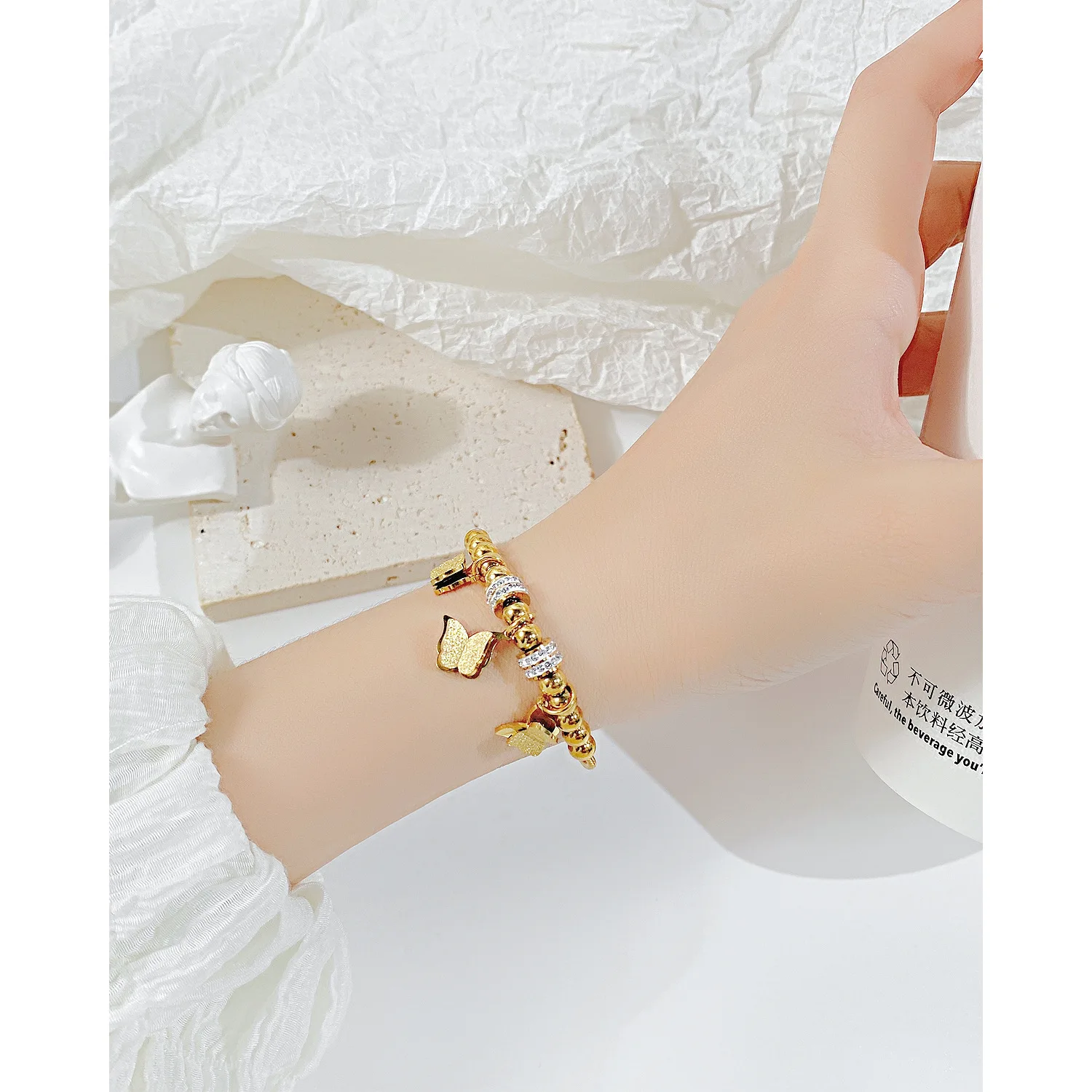 Stainless Steel Three-Dimensional  Adjustable Butterfly Bracelet Jewelry