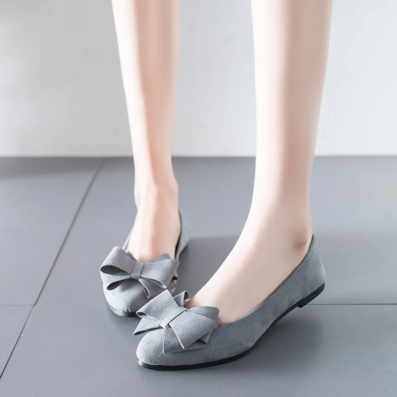 Cheap Wholesale Ladies Fashion Flat Shoes Bowknot Ballet Flats Dress Shoes Comfortable PU Leather Slip on Shoes for Women