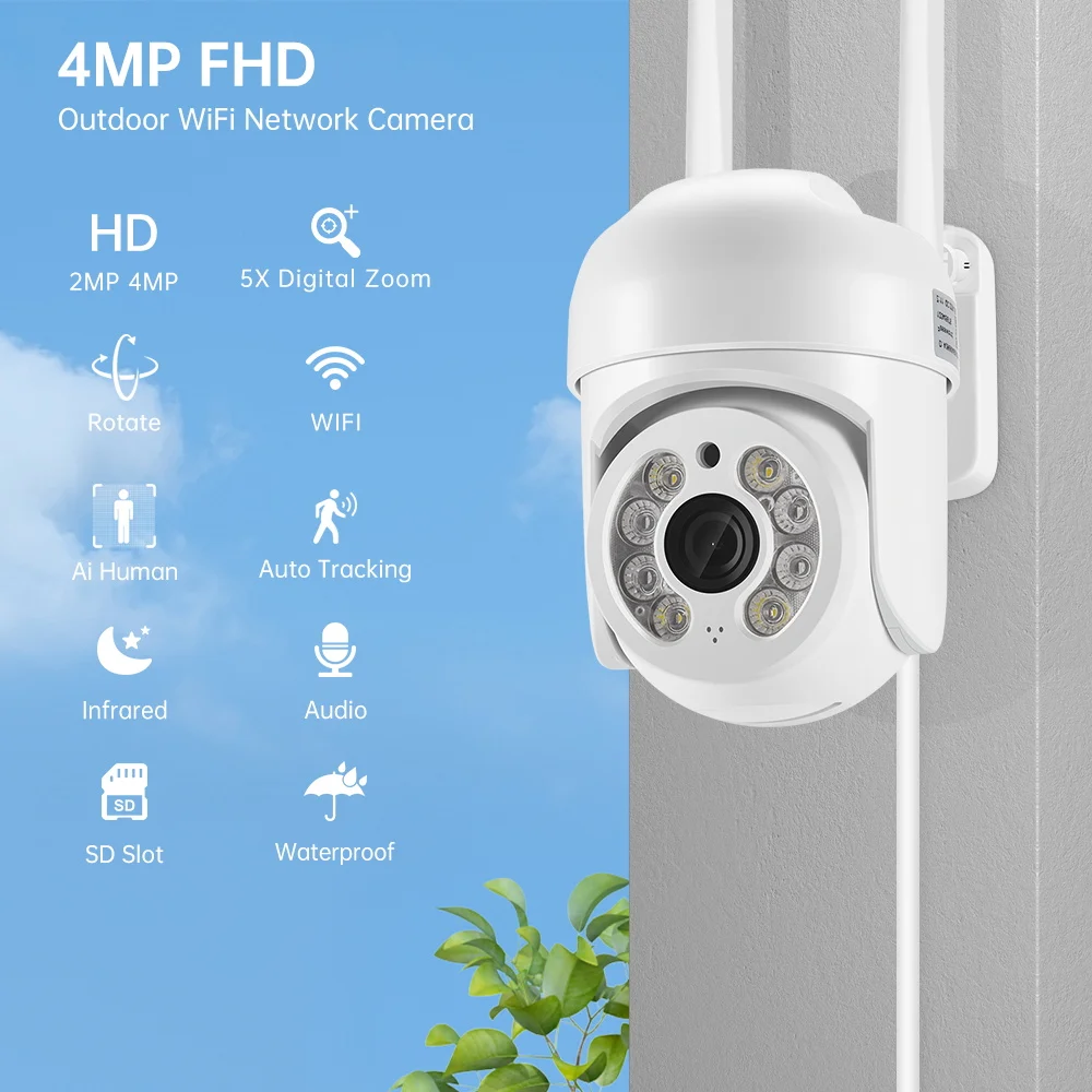 ICSEE 1080P PTZ WIFI Camera IP Wireless Outdoor Two Way Audio Dome Security  Auto Tracking CCTV  2MP Network Camera Surveillance