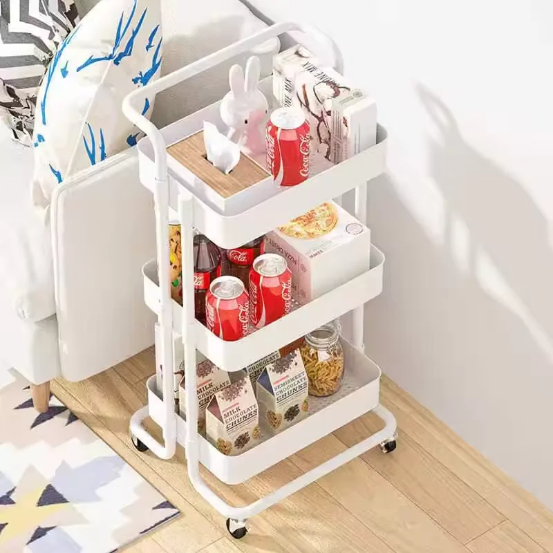 Household kitchen storage rack  multifunctional bathroom layout rack foldable handcart