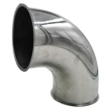 Round pipe fittings seam welding SS 304 0.5mm stamped bend pipe elbow with ring edge for dust collection system