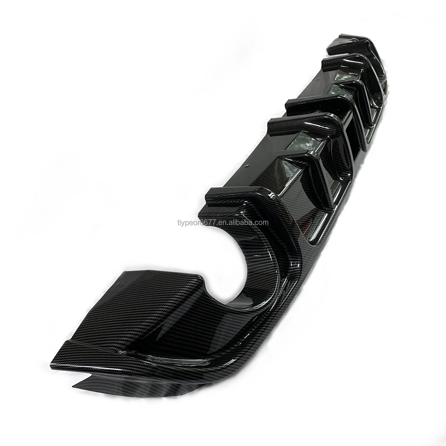 product tiypeor rear bumper diffuser spoiler for infiniti q60 2017 2022 gloss black rear bumper lip diffuser shark fins spoiler-4