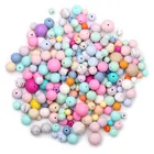 Round Beads Silicone Beads Wholesale Round Letter Baby Teething Wood Beads Bpa Free Silicone Beads