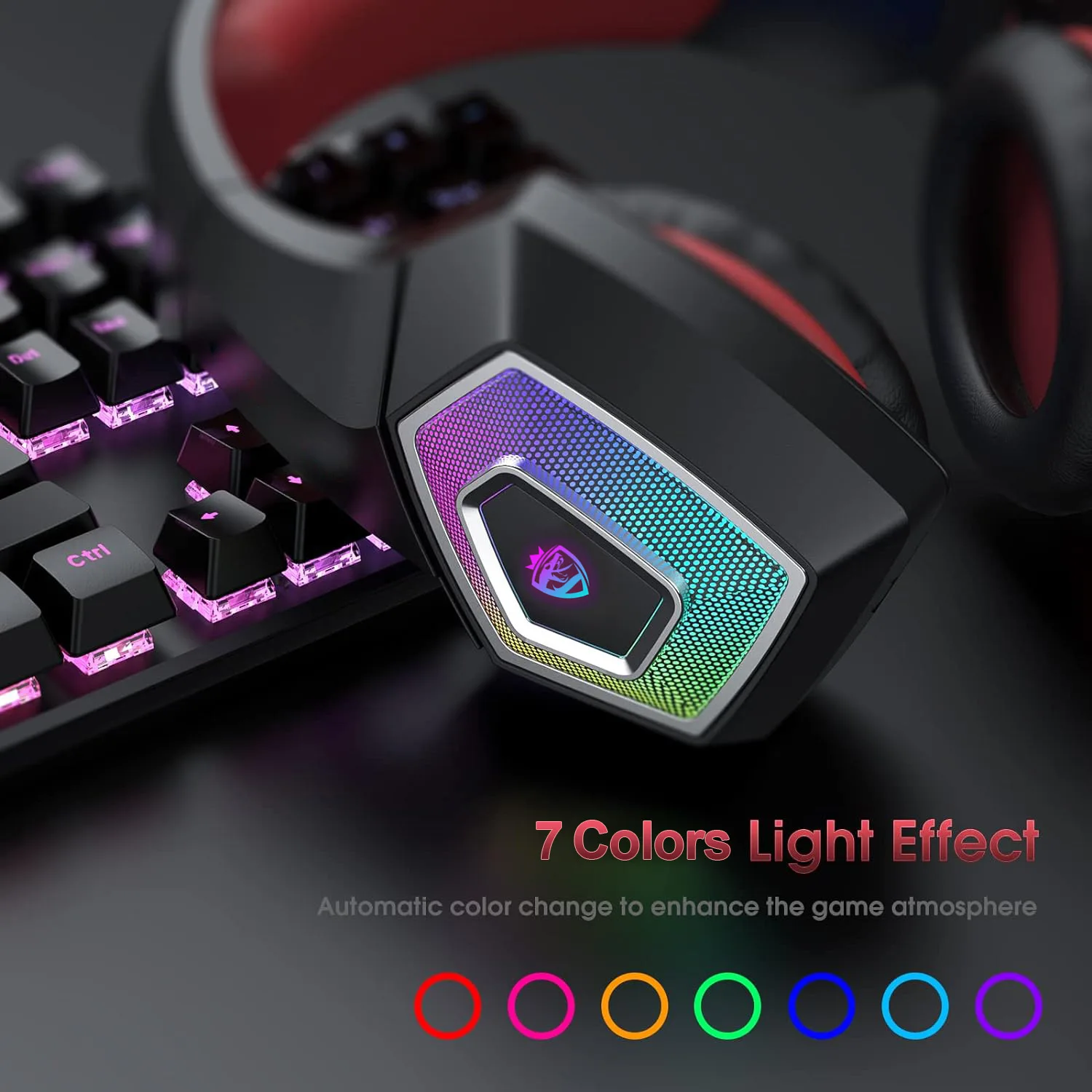 Cross-border V1 Headset Game Headset RGB Colorful Wired Headset Subwoofer Headset PS4 E-sports Eat Chicken