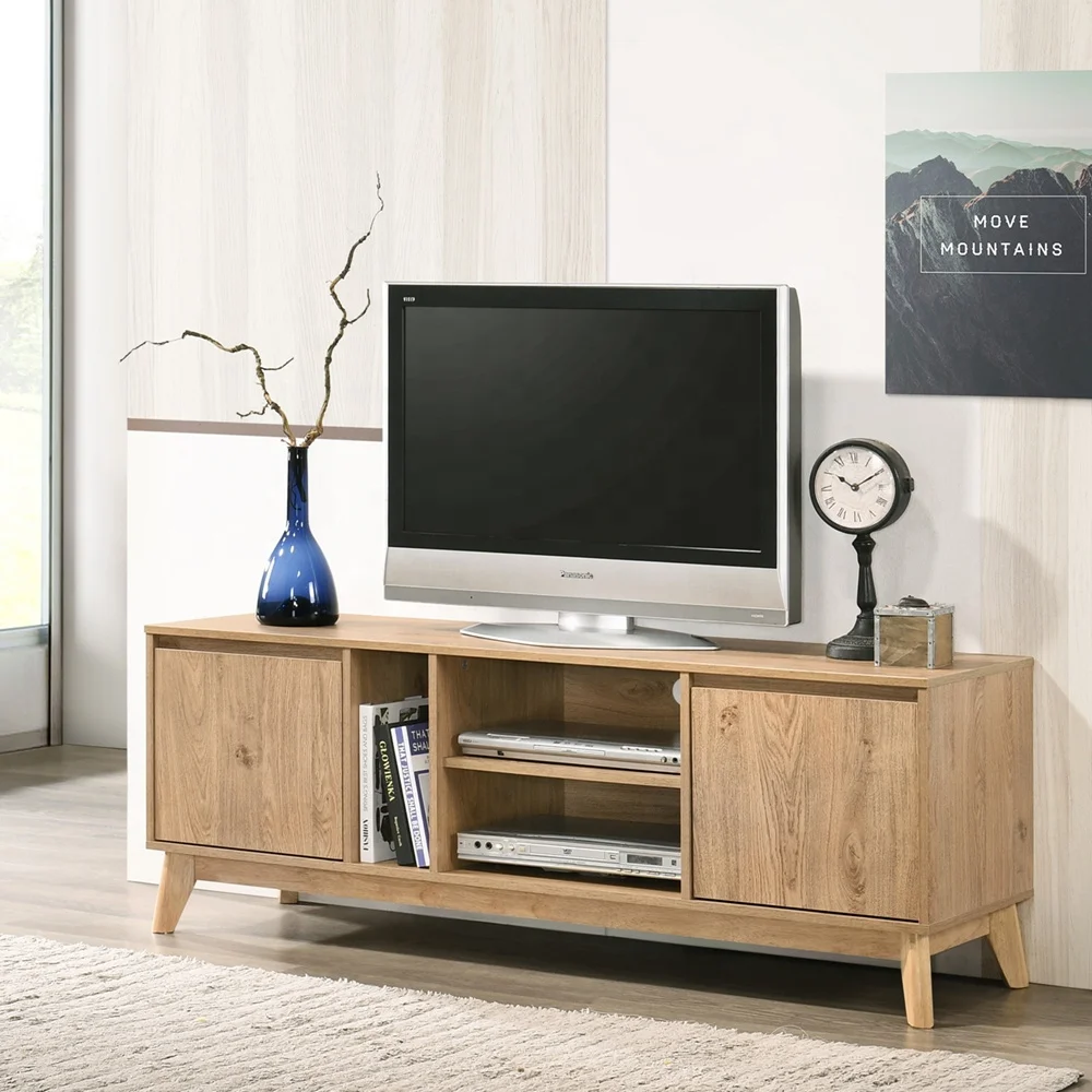 NOVA Stylish Scandinavian Style Wood Oak Color Villa Entertainment Unit Tv Stand For Living Room