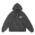 Zip Hight Quality Drawstring Full Zip Up Face Hoodie Custom Oversized Men Hoodies Jacket