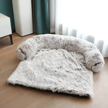 Wholesale New Material Warm Large  Plush Dog Sofa Bed Mat Dog Couch Calm Bed for Furniture Protector