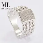 Hop Ring Rings Rings Creative Hip Hop Fine Plated Iced Out Cuban Link Chain Finger Ring Cubic Zirconia Chunky Cuff Rings