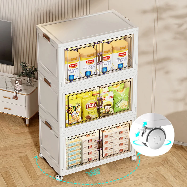 Baby High Capacity Clothes Wardrobe Cabinet Organizer Foldable Plastic PP Stackable Storage Folding Clear Box Bins with Lid