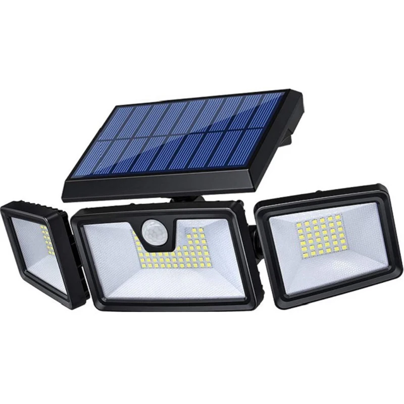 three head solar powered led cordless light