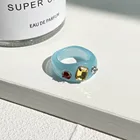 Ring European And American Fashion Creative Hong Kong Style Retro Resin Diamond Jelly Color Women's Ring