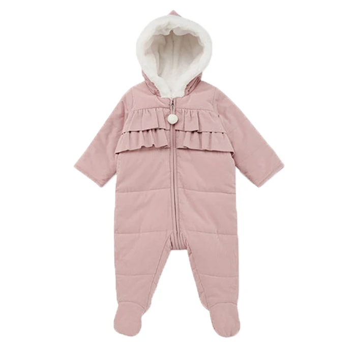 OEM/ODM customized wholesale Winter Baby Hooded Woven Rompers Newborn Girls' Warm Jumpsuit Outfits New Born Baby Clothes
