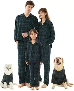 2022 Cotton Holiday Pjs Button Up Christmas Family Matching Pajamas Christmas Pajamas