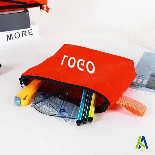 Wholesale Eco-Friendly Recyclable Canvas Gift Pencil Pouch Colorful Folding Travel Makeup Cosmetic Bags Custom Logo for Women details