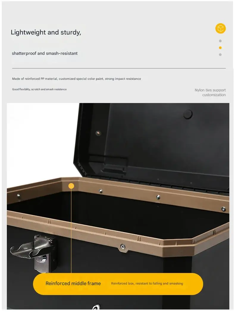 Motorcycle tail box, motorcycle top case trunk tail box can store helmet/bronze/68L