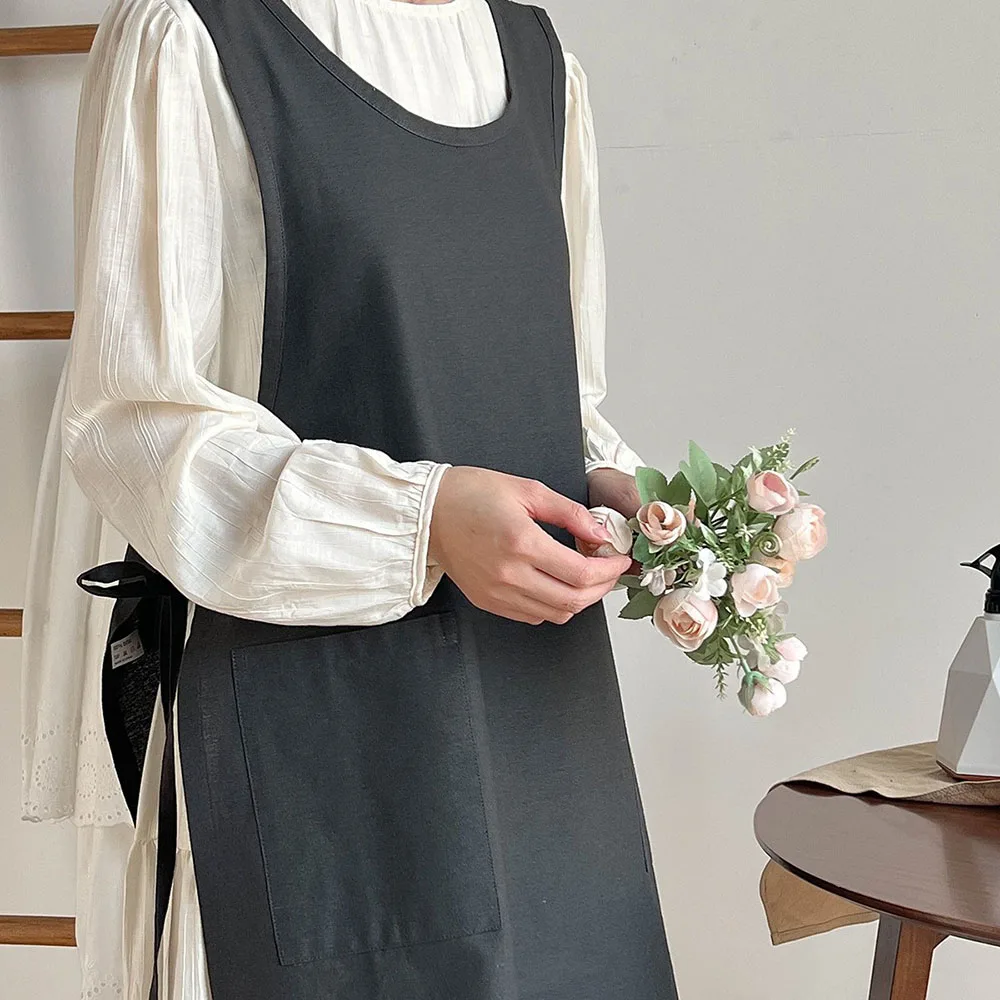 Cotton Simple Style Pure Colors Sleeveless Waterproof Household Kitchen Hand Towel Housework Overclothes Apron