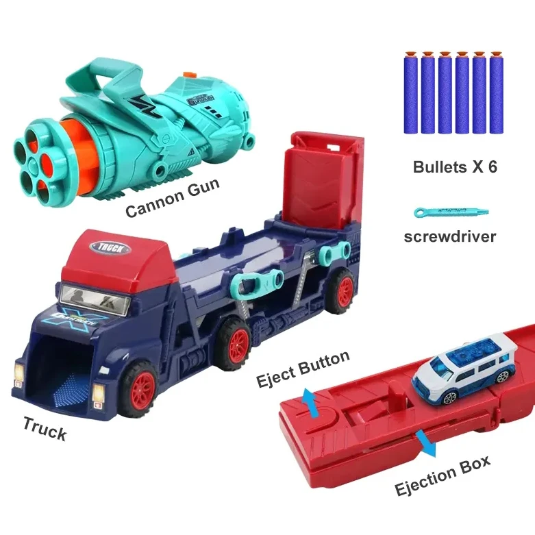 2023 New Kids Ejection Diecast Alloy Racing Car Catapult Toys Shooting Rail Car Ejection Container Truck Toy