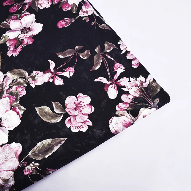 Customized Nylon Spandex Soft Nylon Tulle Floral Foil Printed