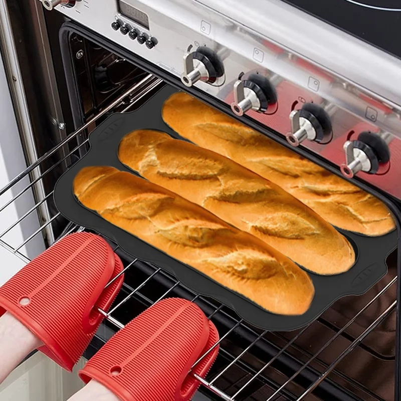 Silicone Loaf Pan Baking Pan for Baking French Baguettes/Hot Dog Buns Nonstick Heat Resistant Silicone Loaf Pan
