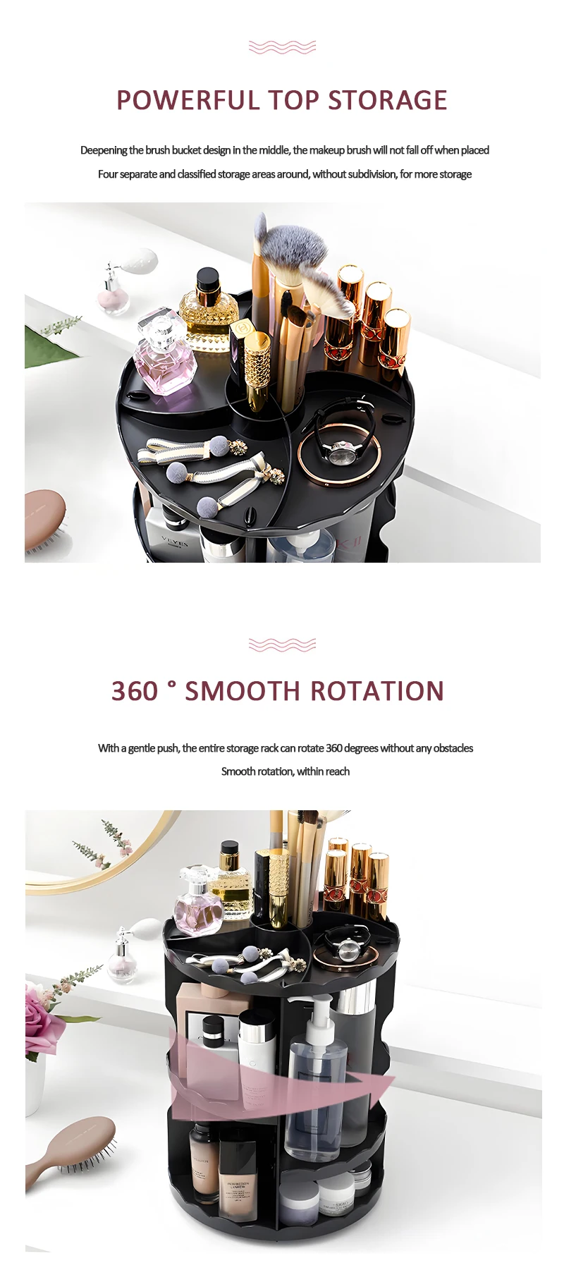 product hot products 306 degree rotatable adjustable plastic cosmetic storage organiser makeup storage-5
