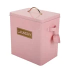 Pink Pink Square Metal Laundry Powder Tin Storage Box For Washing