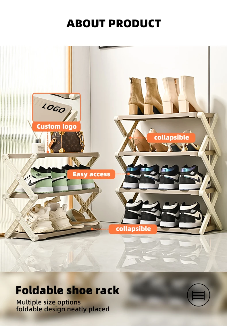 Wannuo Simple Style Foldable 3/4 Layers Shoe Rack Portable Shoe Storage Rack Durable Plastic Shoe Rack manufacture