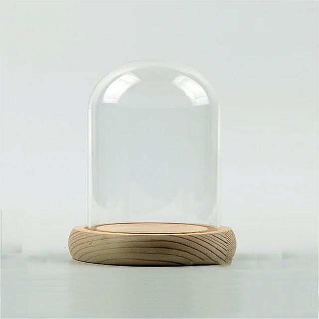 12*15cm clear glass dome with wood stand