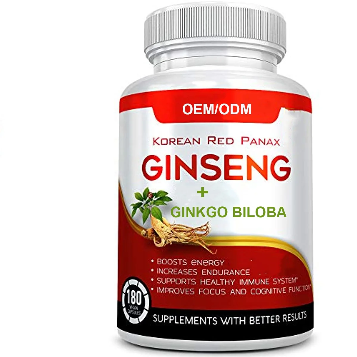 Veggie Superfood Korean Panax Ginseng And Ginkgo Biloba Capsules Energy