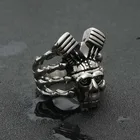 Hop Ring Rings Punk Hip Hop Stainless Steel Tribal Skull Cross Paw Ring For Gift