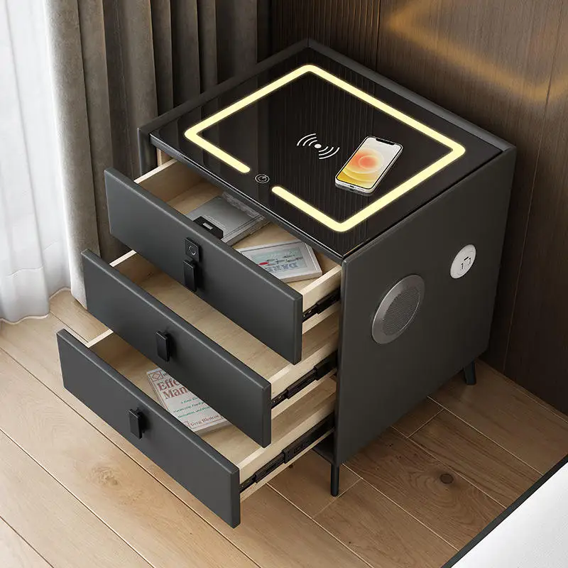 Modern Simple Furniture Solid Wood Smart Nightstands Wholesale cheap bedroom furniture drawer storage smart bedside table