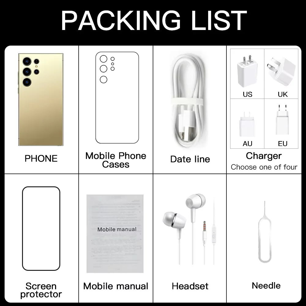 Cellphone O0riginal S24 Ultra 16GB+512GB Smartphone 7inch Unlocked Dual Card 5G Phones Android 13.0 Mobile Phones