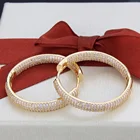 Plated Earring Earrings Earring Womens High Quality Handmade Gold Plated Big Micro Pave Crystal Huggie Earring