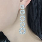 Earrings Gorgeous Luxury Gold Plated Cubic Zirconia Paved Long Sqaure Drop Dangle Earrings For Women