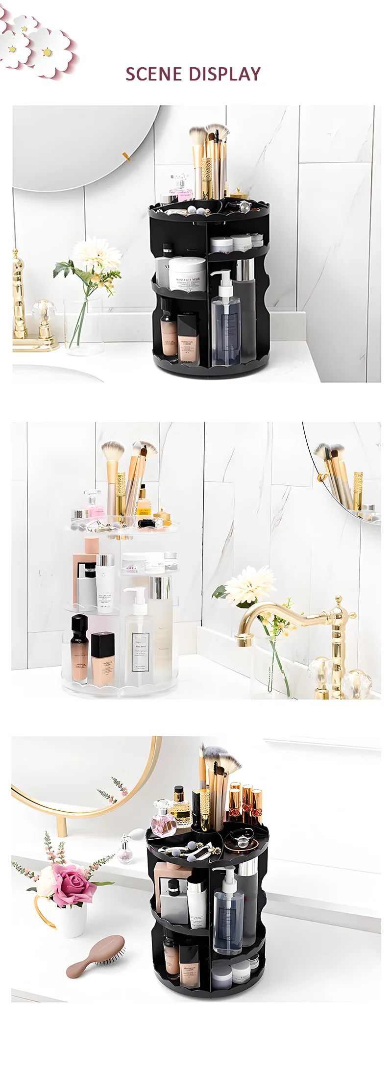 product hot products 306 degree rotatable adjustable plastic cosmetic storage organiser makeup storage-7