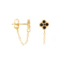 Gold Black Earring Gemnel Custom Jewelry Brass 18k Gold Plated Mini Beaded Black Zircon Chain Studs Earring