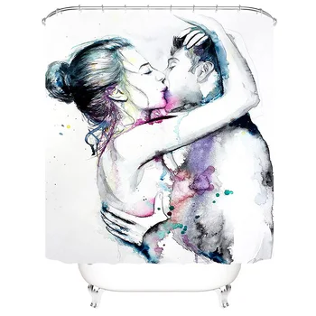 3D colorful printed design little black couple girl woman and man boss shower curtains bathroom sets