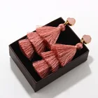 Earrings Wholesale Bohemian Jewelry Boho Dangle Statement Drop Earrings Long Colorful Tassel Earrings Women